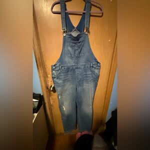 Torrid Blue distressed Denim Bib Overalls Full Length Size 24